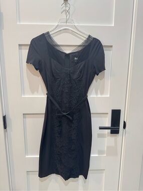 D&G Black Lace-Detail Dress with Bow belt